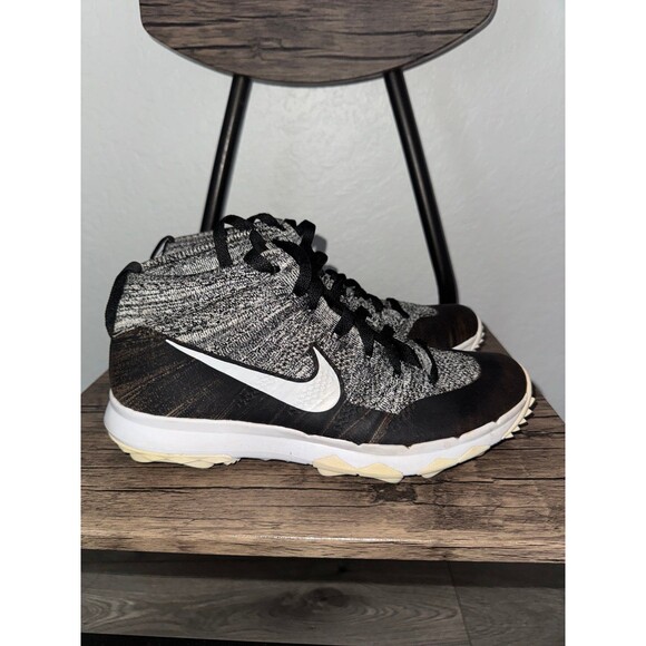 Nike Other - Nike Flyknit Chukka Spikeless Golf Shoes 819009-001 “Oreo” 10 Men Black Grey